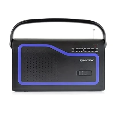 Image of LLOYTRON &quot;Ibiza&quot; 2 Band AC / DC Portable Radio with Carry Handle Telescopic Antenna Earphone Socket Rotary Controls 4 Colours of Facia Panel Mains or Battery Powered N2402BK Black