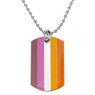 Image of Sinwinkori Sun Set Lesbian Pride Dog Tag Pendant Necklace Fashion Jewellery 60cm Ball Chain Valentines Day Birthday Gift for Couples