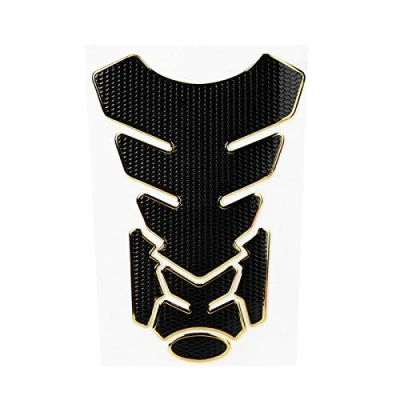 Image of Motorcycle Tank Protector, Gas Protector Pad, Motorbike Pads, 3D Oil Fuel Sticker Pad Decoration (Black Golden Edge)