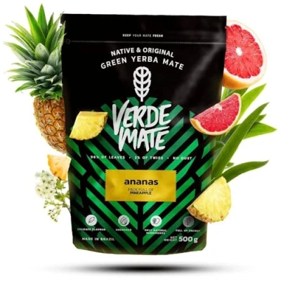Image of Verde mate Green Ananas 500 g Delicious fruit yerba 100% natural ingredients Brazilian tea High in caffeine Perfectly stimulates