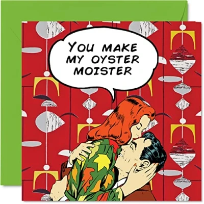Image of Funny Anniversary Card for Boyfriend Husband from Girlfriend Wife Diving Oysters Rude Birthday Men Him Women Her, 145mm x Valentine&#039;s Day Greeting Cards Fiance Fiancee