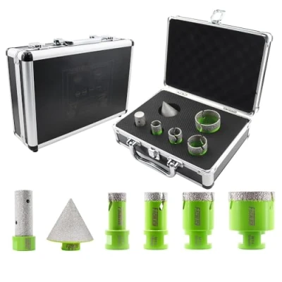 Image of FACHLICH Diamond Core Drill Bits Set (20/25/35/50mm+20F with 2&quot; Tile Chamfer Bits) Hole Saw Kit for Porcelain Ceramic Granite Marble(6PCS)