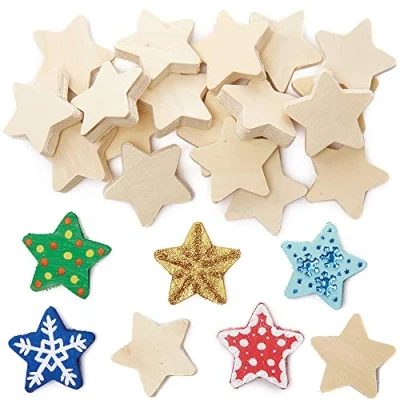 Image of Baker Ross FX432 Star Wooden Painting Stones Pack of 30, Home Decoration Crafts for Kids, Wood Craft Kit, Paint Your Own