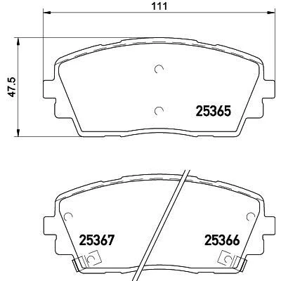 Image of 2536516605 Brake pad set TEXTAR 2536501 with acoustic wear warning KIA: Picanto II, Box Body / Hatchback