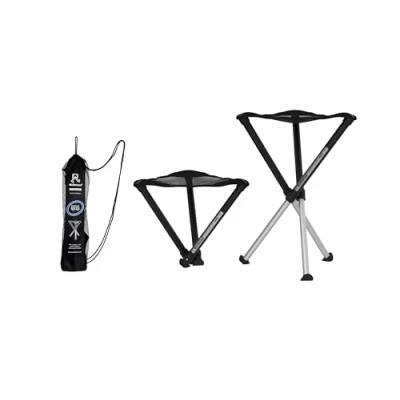 Image of Walkstool Comfort Model Black and Silver 3 Legged Folding Stool in Aluminium Height 45 cm Foldable Maximum Load 200 kg Made Sweden