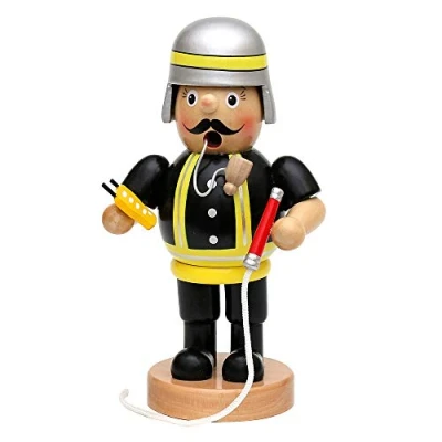 Image of Dekohelden24 Wooden smoker fireman (L x W H): 9.5 8 19 cm.