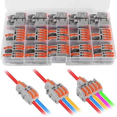 Image of AITRIP 26Pcs Compact Splicing Wire Connectors Assortment Pack Lever Connector Kit, Quick Wiring for AWG 28 12