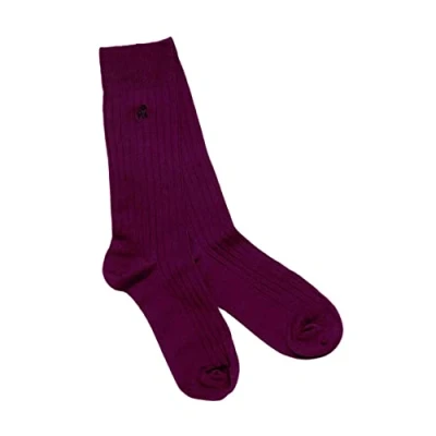 Image of Swole Panda Bamboo Socks UK 7 11 Deep Purple Ribbed Mens