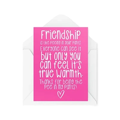 Image of Funny Best Friend Cards Friendship Is Like Peeing In Your Pants Bestie Birthday Thinking Of You Love Banter CBH993