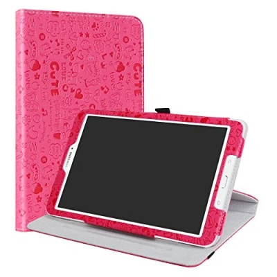Image of LiuShan Galaxy tab e 9.6&quot; Rotating Case, 360 Degree Rotation Stand PU Leather With Cute Pattern for Samsung SM T560 / T561 T565 9.6 Inch Android Tablet(Not fit 8.0),Rose Red