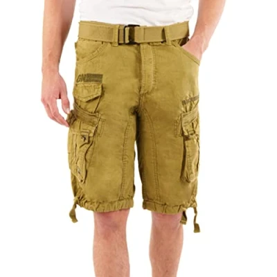 Image of Geographical Norway Panoramique Men Men&#039;s Casual Cotton Bermuda Shorts Comfortable Sport Cargo Man All Seasons Spring Summer Autumn (Mastic XXL)