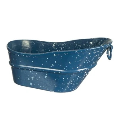 Image of Melody Jane Dolls House Tin Bathtub Blue Spatter Old Fashioned Bath 1:12 Kitchen Accessory