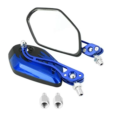 Image of Motorcycle Rear View Mirrors, 1 Pair of Scooter Aluminum Flame Pattern Side Alloy Mirrors for M8M10 Universal Motorcycle(Blue)