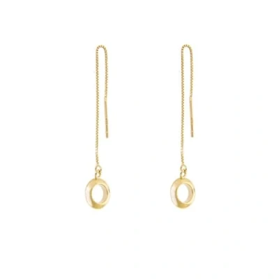 Image of Yellow Gold Dipped Sterling Silver Circle Pull Through Earrings