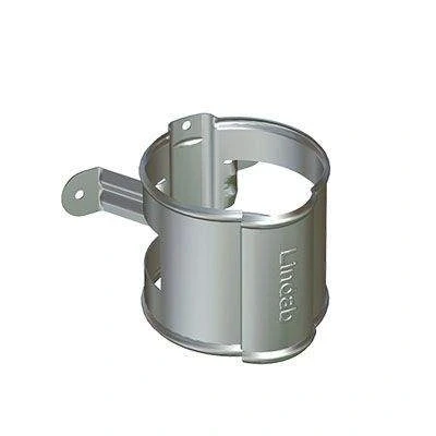 Image of Lindab 87mm Round Steel Downpipe Bracket Silver Metallic Galvanised