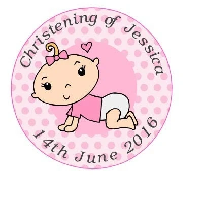 Image of 30 x Pre Cut Pink Baby Girl Personalised Christening/Dedication/Baptism/Confirmation Cup Cake Fairy Toppers/Decorations Edible Wafer Paper