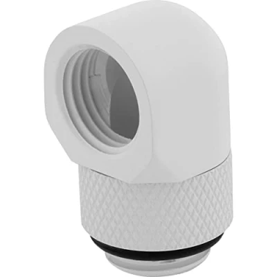 Image of Corsair Hydro X Series 90 Degree Rotary Adapter, Twin Pack (G1/4 BSPP Port Threads, Solid Brass Durability, Secure Rotation Mechanism, Quality Polished Finish, Optimised for High Flow Rates) White