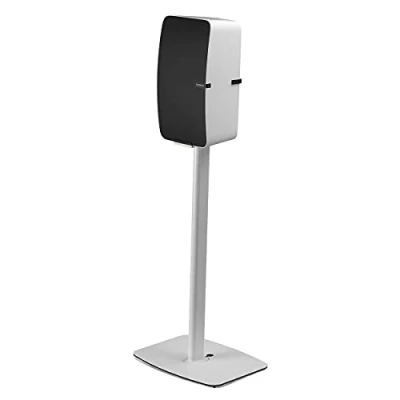 Image of Flexson Floor Stand for Sonos Five and Play:5, Single pack in White soft hard floors with cable management