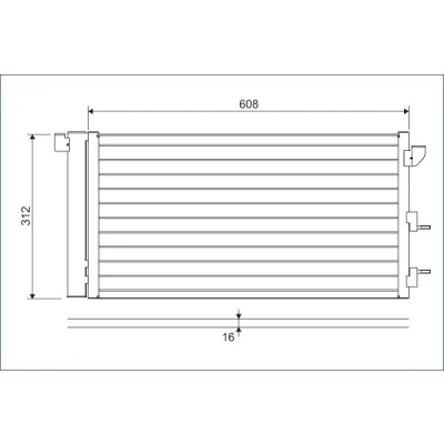 Image of 46798100, 51767143, 51767144, 51960726 Condenser VALEO 818005 with dryer Aluminium 608mm R134a FIAT: Panda II Hatchback