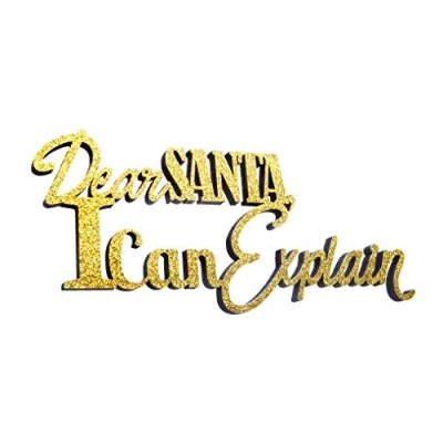 Image of Boxer Gifts Dear Santa I Can Explain Christmas Wall Gold Sparkly Glitter Plaque Hanging Laser Cut Wood Decor, One