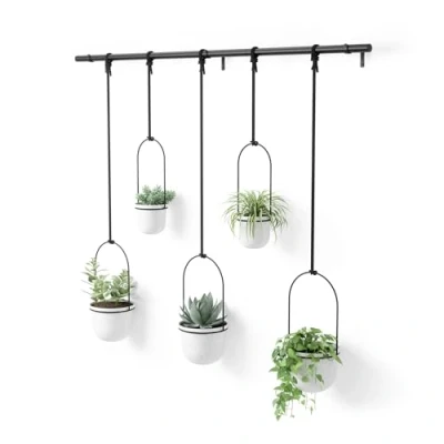 Image of Umbra Hanging Planter, for Succulents, Herbs and Other Small Plants, Polypropylene Metal, Weiss, 5 Pots