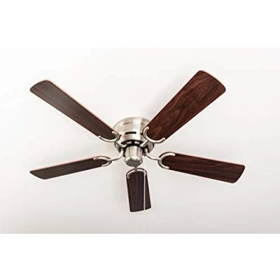 Image of Pepeo ceiling fan Kisa Deluxe brushed nickel without light blades rosewood / dark walnut, 105620192_OL