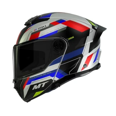 Image of MT Motorcycle Helmet Modular Flip Front Atom 2 Bast B7 Gloss Red White Blue