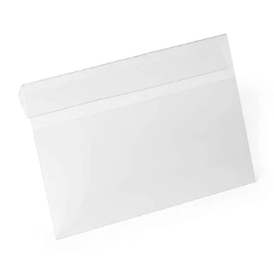 Image of Durable Hard Cover Ticket Holder Self Handing Pocket A5 Landscape Pack of 10 Transparent Perfect for Labelling Shelves and Racking