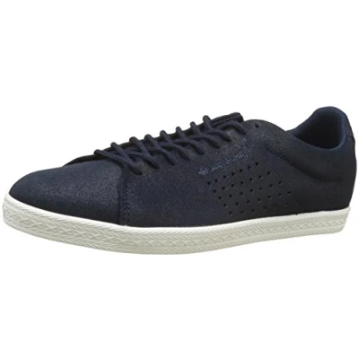 Image of Le Coq Sportif Charline Metallic Womens Navy Trainers Blue Leather Size UK 5