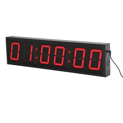 Image of Ravencourt Digital LED Clock with Timer Functions, Aluminium alloy, Black and Red, Large
