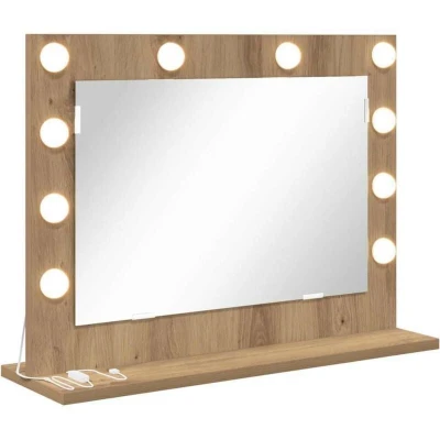 Image of vidaXL Vanity Mirror Artisan Oak Engineered Wood 60 x 45 18 cm