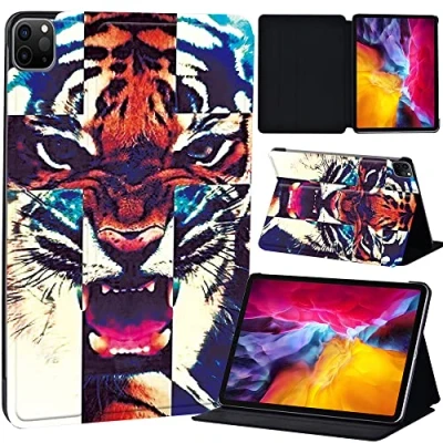 Image of PU Leather + hard shell Ultra slim lightweight Folio Flip Tablet Stand Smart Cover Case Fit iPad Air 4 10.9&quot; (2020) / Pro 11&quot; (2018 2020 2021) (tiger)