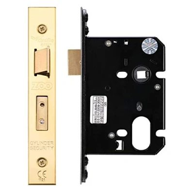 Image of Oval Profile Sash Lock 76mm PVD Forend and Strike Brass Finish