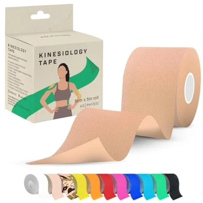 Image of Kinesiology Tape 5m Roll [2024 Edition] Sports and Medical for Joint Muscle Support, Multipurpose KT Tape, Body Boob Physio Trans Athletic Beige