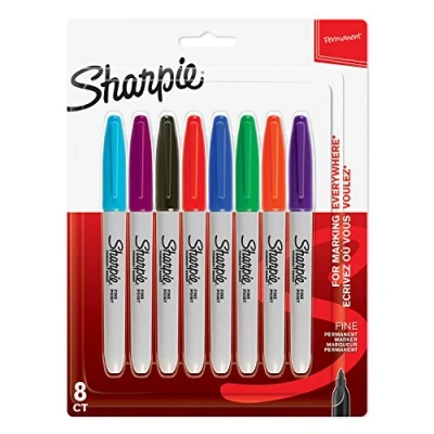 Image of Sharpie Fine Tip Permanent Marker Assorted Colours (Pack of 8)