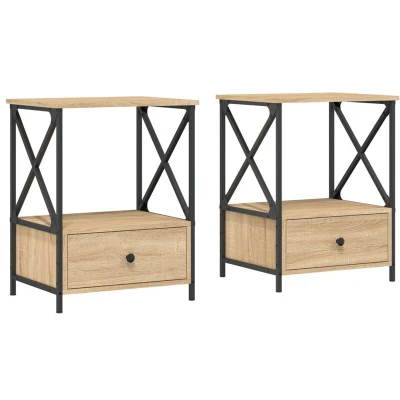Image of vidaXL Bedside Tables 2 pcs Sonoma Oak 50x41x65 cm Engineered Wood