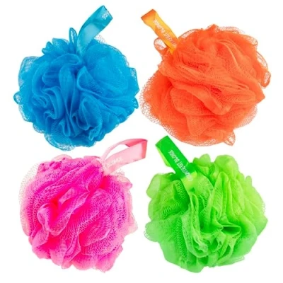 Image of Multi Color Loofah Bath Shower Sponges I (4 Pack) Body Scrubbers for Use In Scrubber Exfoliating Accessories Wash Loofahs
