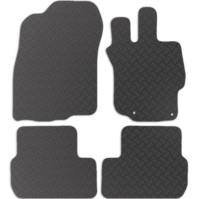 Image of Carsio Rubber Car Mats For Mitsubishi Lancer 2008 2013 Tailored Fit Floor Mat Set Complete Accessory Black Custom Fitted All Weather &amp; Heavy Duty, Anti Slip Backing with Clips