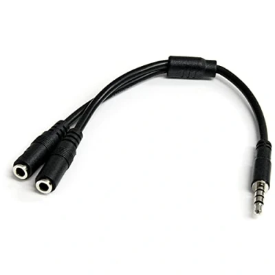 Image of StarTech.com Headset Adapter, Microphone and Headphone Splitter 3.5mm Male Aux to Female Audio &amp; Mic Combo Jack Y Cable for Laptop / PC (MUYHSMFF)