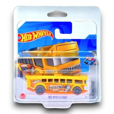 Image of Hot Wheels High (Yellow &amp; Orange) 1/10 HW Metro 2023 53/250 (Short Card) COMES IN A KLAS CAR KEEPER PROTECTIVE COLLECTORS CASE HKJ68