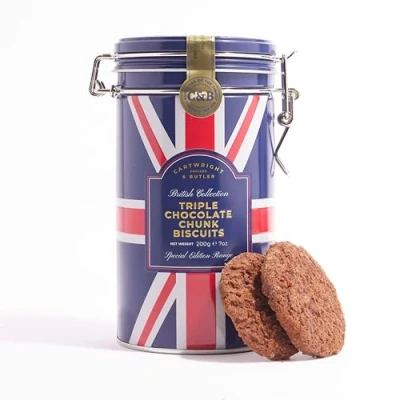 Image of Cartwright &amp; Butler Great British Collection Triple Chocolate Chunk Biscuits In Tin