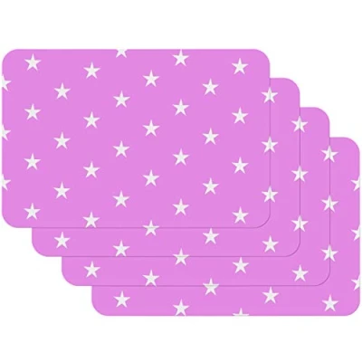 Image of Venilia 59048 Placemat Stars Fuchsia Pattern 45 x 30 cm 4 Pieces Non Slip Heat Resistant Made Polypropylene