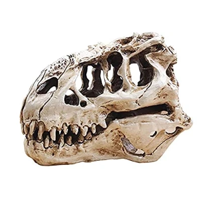 Image of KODENG Tyrannosaur Skull T Rex Gifts Lifelike Resin Crafts Dinosaur Fossil Teaching Skeleton Model Home Aquarium Decor (A)