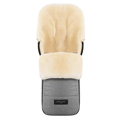 Image of WERNER CHRIST BABY FLIMS Lambskin Footmuff Warm Buggy, Pram (Children from 6 to 36 Months) Made of Medical Fur, Universal with Long Slots in Grigio (Mottled Grey)