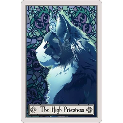 Image of Deadly Tarot Felis The High Priestess Small Tin Sign White 10 x 15cm