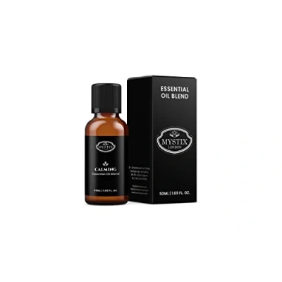 Image of Mystix London Calming Pure &amp; Natural Essential Oil Blend 50ml for Diffusers, Aromatherapy Massage Blends Perfect as a Gift Vegan, GMO Free