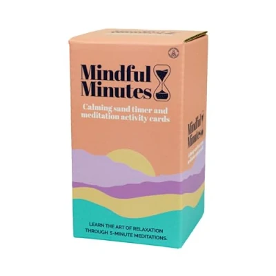 Image of Gift Republic Mindful Minutes Meditation Cards and 5 Minute Sand Timer Calming Mindfulness Self Care Affirmation Anxiety Relief