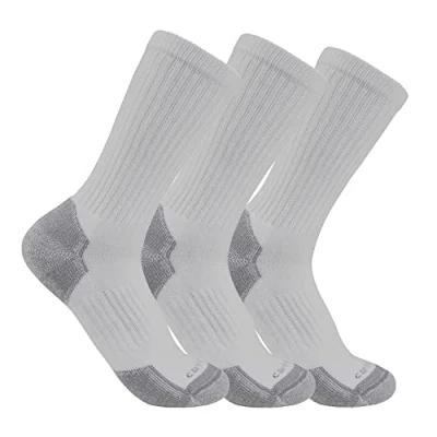 Image of Carhartt Men&#039;s Midweight Cotton Blend Sock 3 Pack, Grey, X Large (Pack of 3)