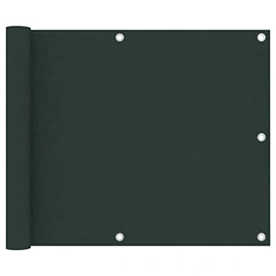 Image of vidaXL Balcony Screen 75x300 cm Dark Green Oxford Fabric, Waterproof and UV Protective Privacy Shade with Aluminium Eyelets