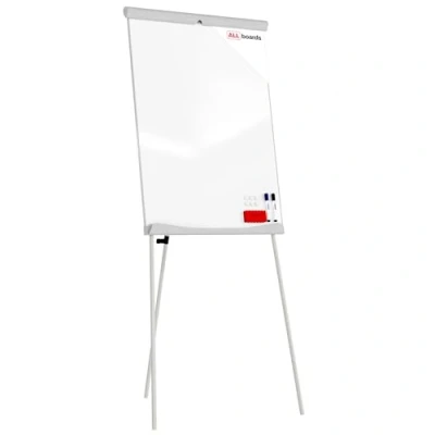 Image of ALLboards Flipchart 100x70cm(1000x700mm), on a Tripod, Adjustable Height, Magnetic Whiteboard Dry Wipe Surface
